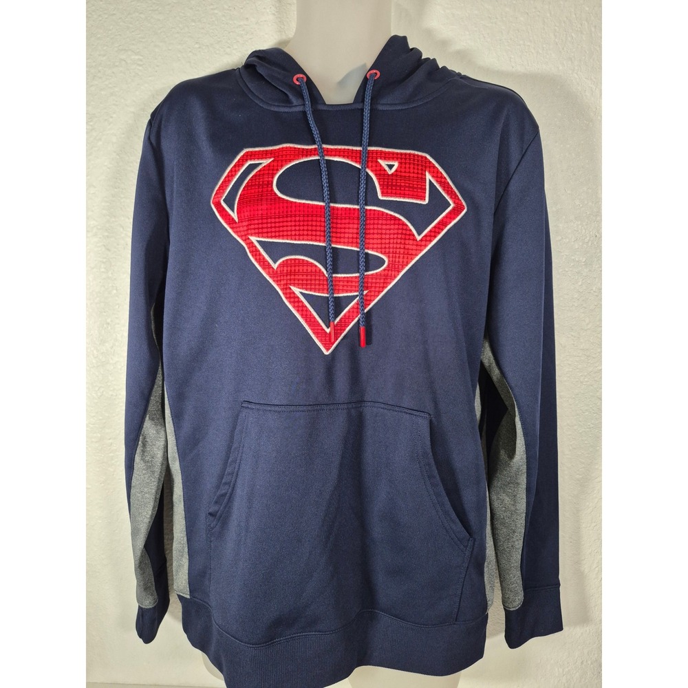Superman Hoodie Mens Large Navy Blue DC Comics Graphic Sweatshirt RN115665